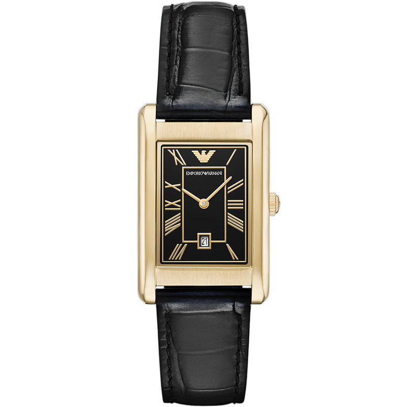 Emporio Armani Two-Hand Date Black Leather Gino Watch AR11666 AR11666 - Image 1