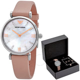 Emporio Armanii Quartz Mother of Pearl Dial Ladies Watch and Jewelry Set  AR8039 - The Watches Men & Co