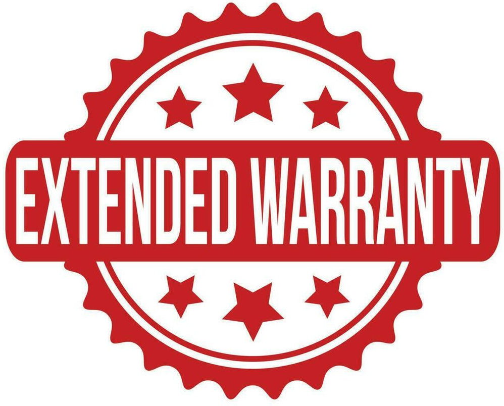 A red circular stamp-style graphic with the words "EXTENDED WARRANTY" in white text on a white background.