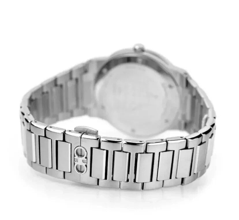 Ferragamo F-80 stainless steel watch case back with link bracelet