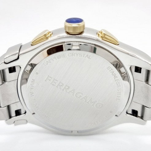 Ferragamo Salvatore 1927 watch caseback showing engraved brand name and specifications