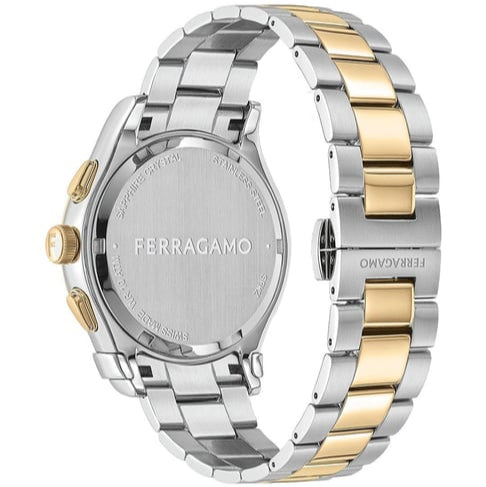 Ferragamo Salvatore 1927 watch showing two-tone steel bracelet detail and clasp
