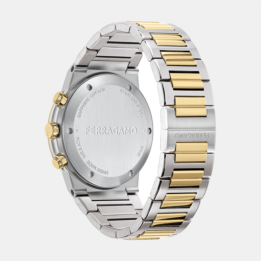 Ferragamo Salvatore 1927 two-tone steel bracelet with stainless steel and gold links