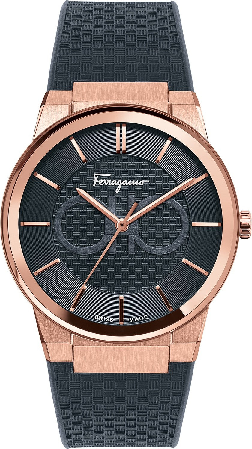 Ferragamo Sapphire Chronograph watch with rose gold case and black dial