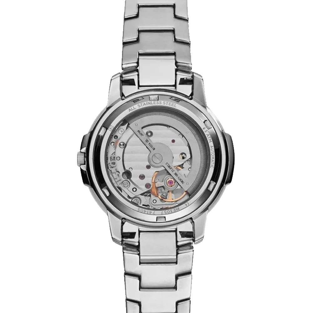 Caseback of Fossil Architect automatic watch showing exposed movement mechanism
