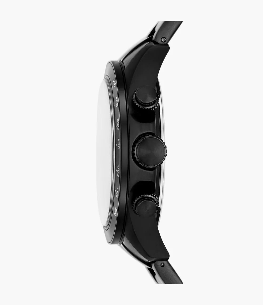 Fossil Autocross chronograph watch side profile showing black case and pushers
