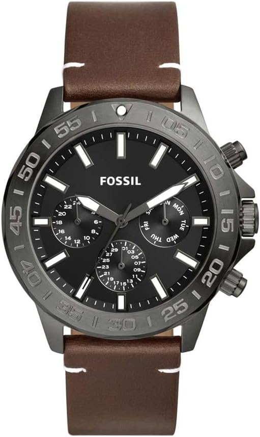 Fossil Bannon multifunction chronograph watch with black dial and gunmetal case