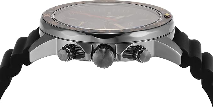 Fossil Bannon BQ2772 side profile showing stainless steel case and chronograph pushers