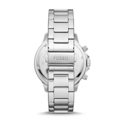 Back view of Fossil Bannon BQ2842 stainless steel case with bracelet