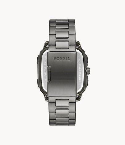 Fossil BQ2657 case back showing stainless steel back plate and bracelet