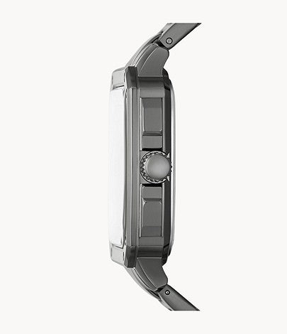 Side view of Fossil BQ2657 showing case profile and stainless steel bracelet