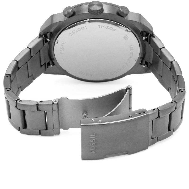 Fossil Bronson caseback and metal bracelet with fold-over clasp