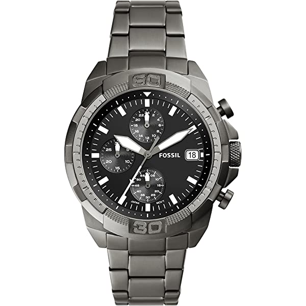 Fossil Bronson Chronograph Quartz black dial men's watch with stainless steel case and bracelet
