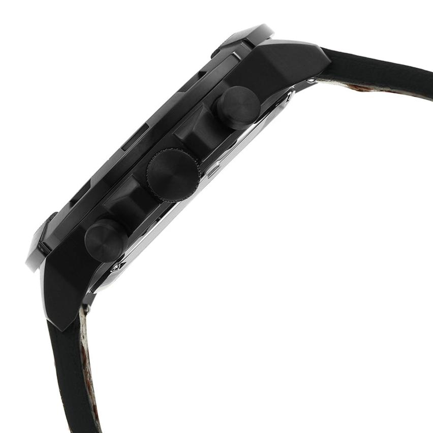 Side view of Fossil Bronson FS5856 displaying case thickness and brown leather strap