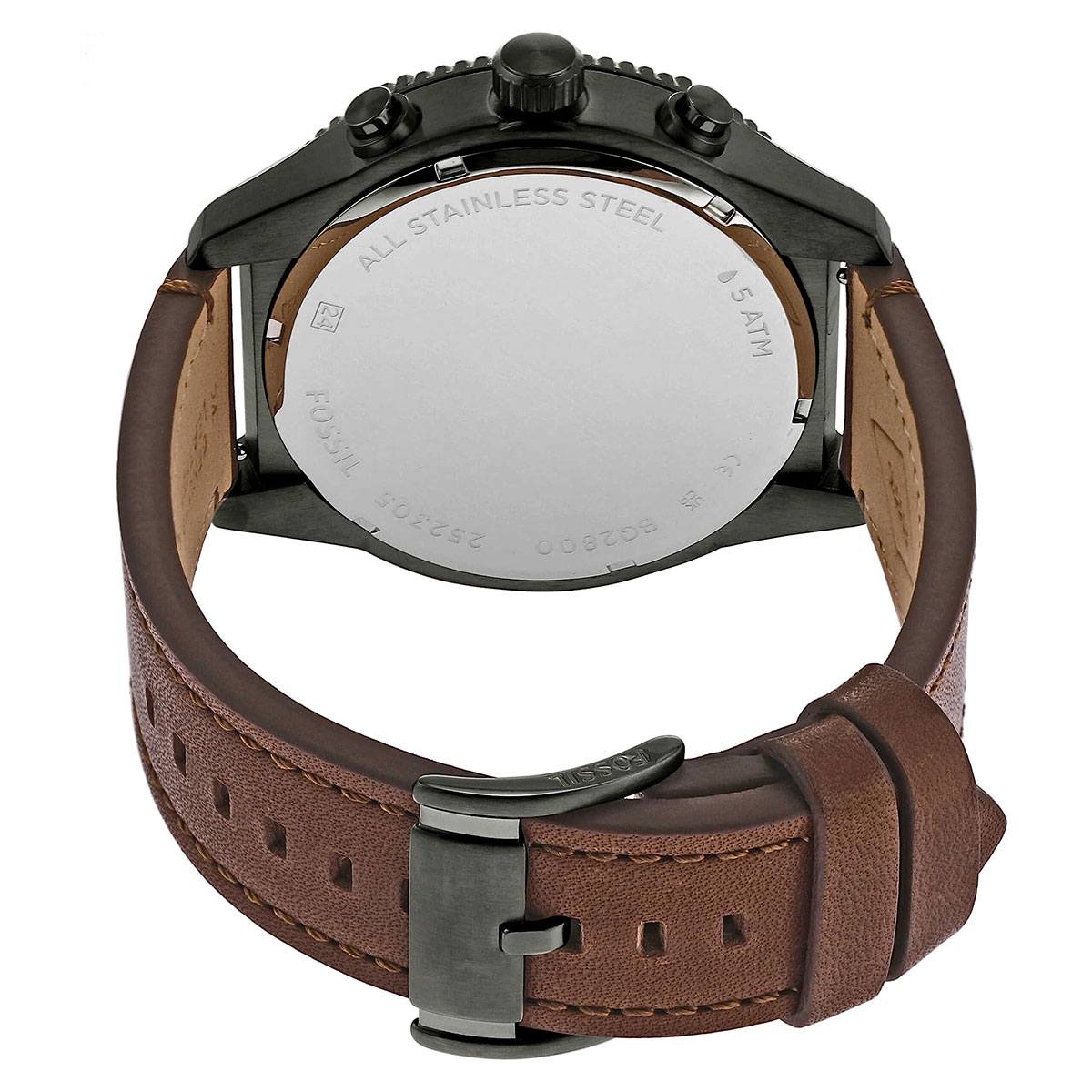 Fossil Brox watch caseback showing stainless steel with engraved text