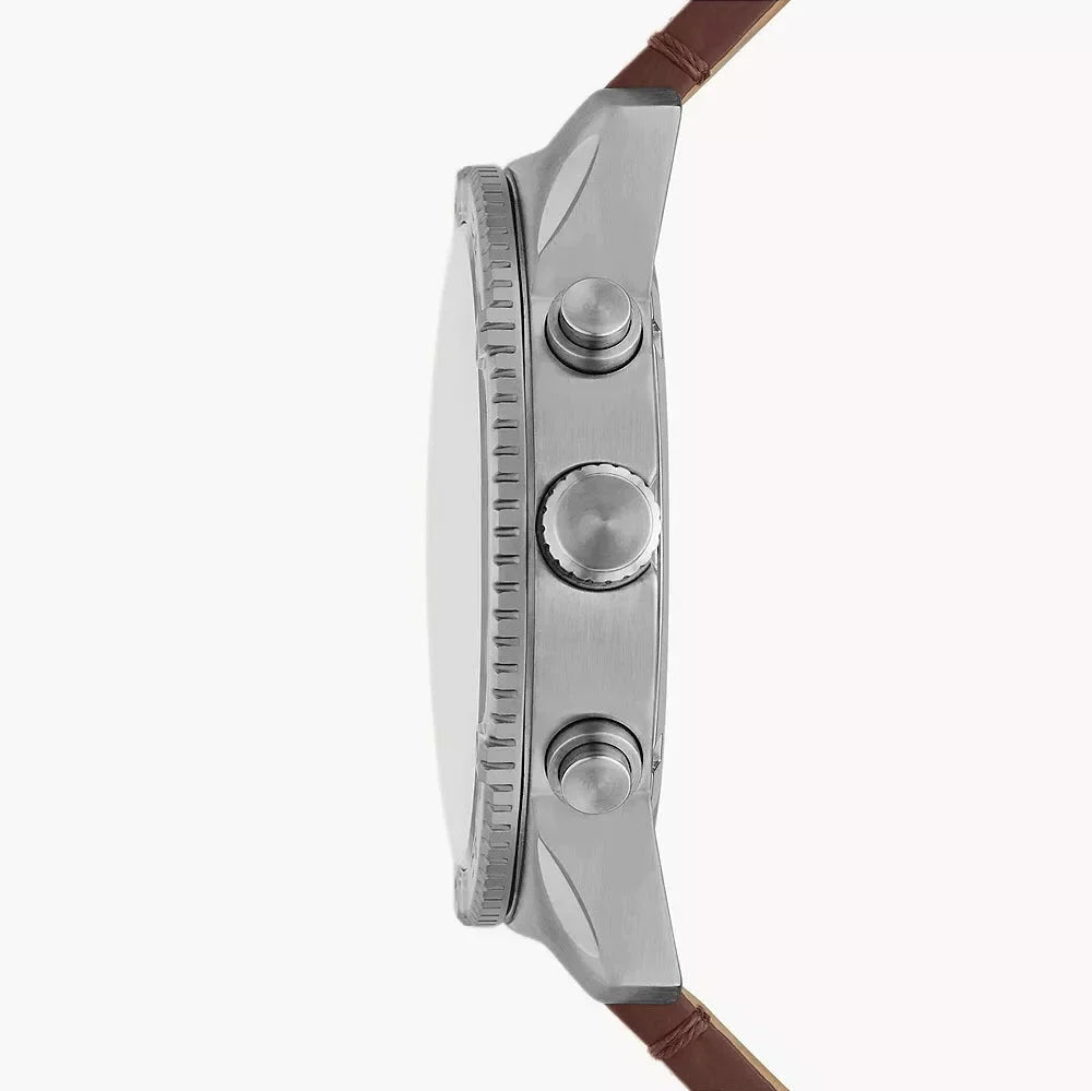 Fossil Brox BQ2801 watch shown from side profile displaying pusher buttons