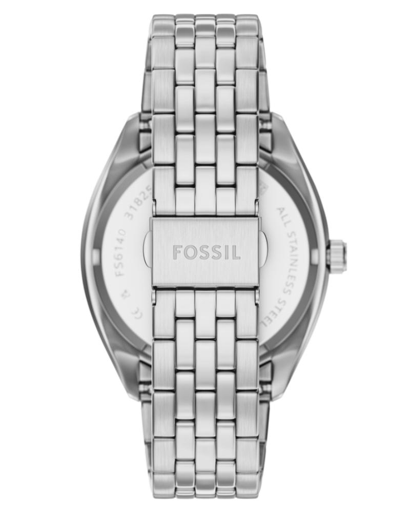 Caseback of Campbell stainless steel watch with Fossil branding