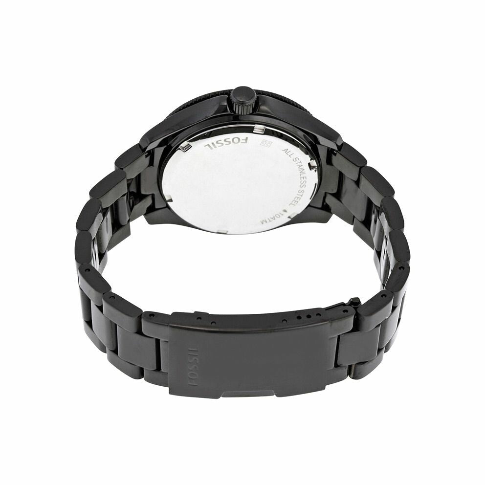 Back case view of Fossil Cecile watch showing metal caseback with branding