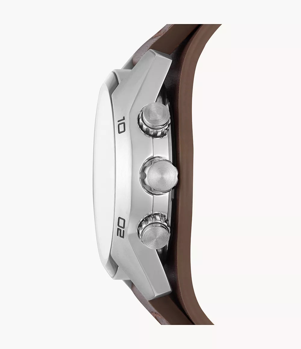 Fossil Coachman watch side profile showing chronograph pushers and lugs