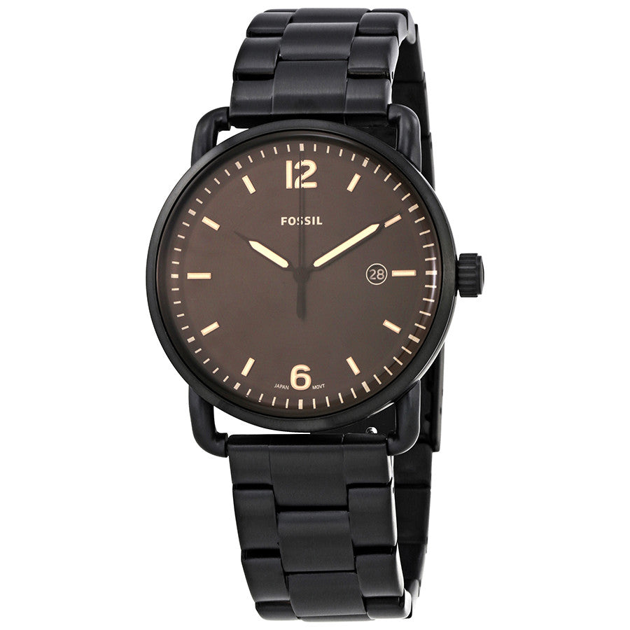 Fossil Commuter black dial men's watch FS5277 with black steel bracelet