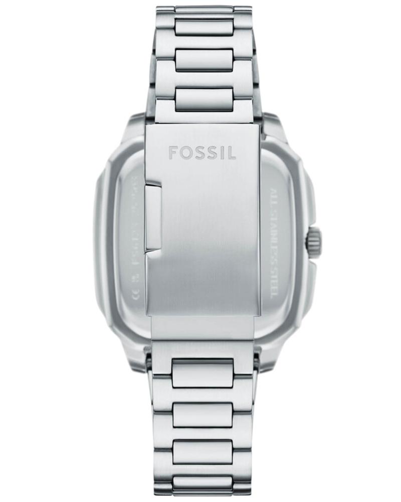 Fossil Crosby FS6121 watch caseback with Fossil branding and stainless steel bracelet