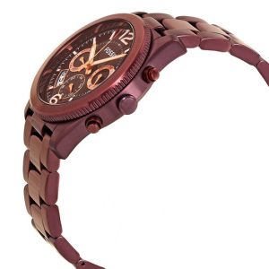 Fossil Perfect Boyfriend ES4110 women's watch at angle showing maroon steel case