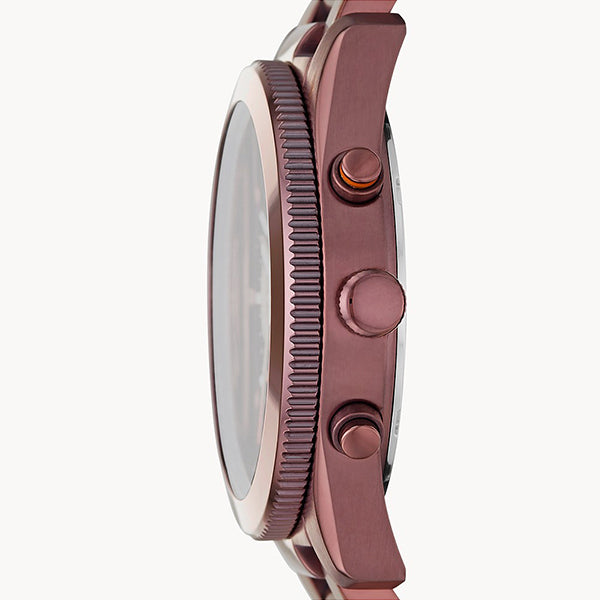Fossil Perfect Boyfriend ES4110 case side showing chronograph pushers and crown