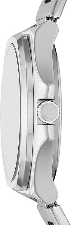 Side profile of Fossil Evanston stainless steel watch showing case thickness