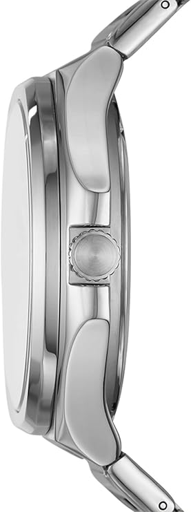 Side view of Fossil Evanston watch showing stainless steel case profile and lugs