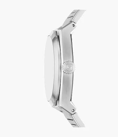 Fossil Everett watch side view showing case profile and strap attachment