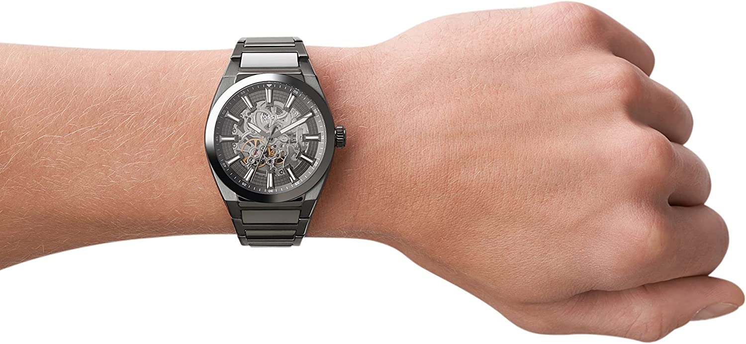 Fossil Everett Automatic smoke watch worn on wrist