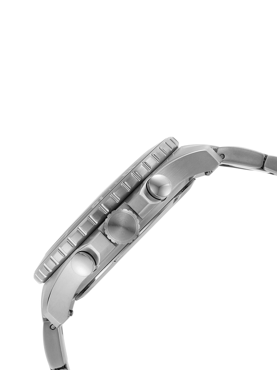 Fossil FB-03 watch side profile showing stainless steel case and bracelet