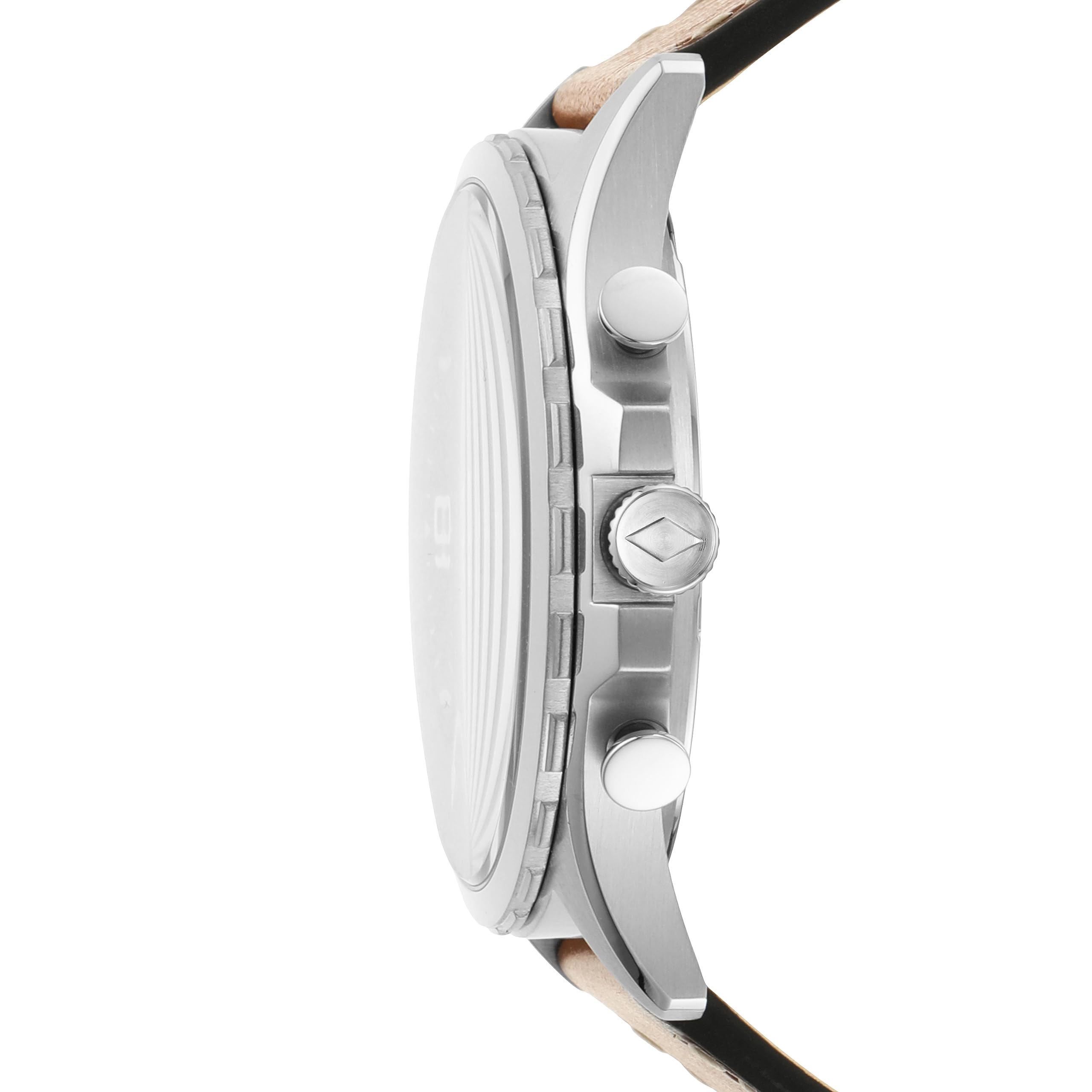 Fossil Forrester FS5696 chronograph watch side profile showing case thickness and crown