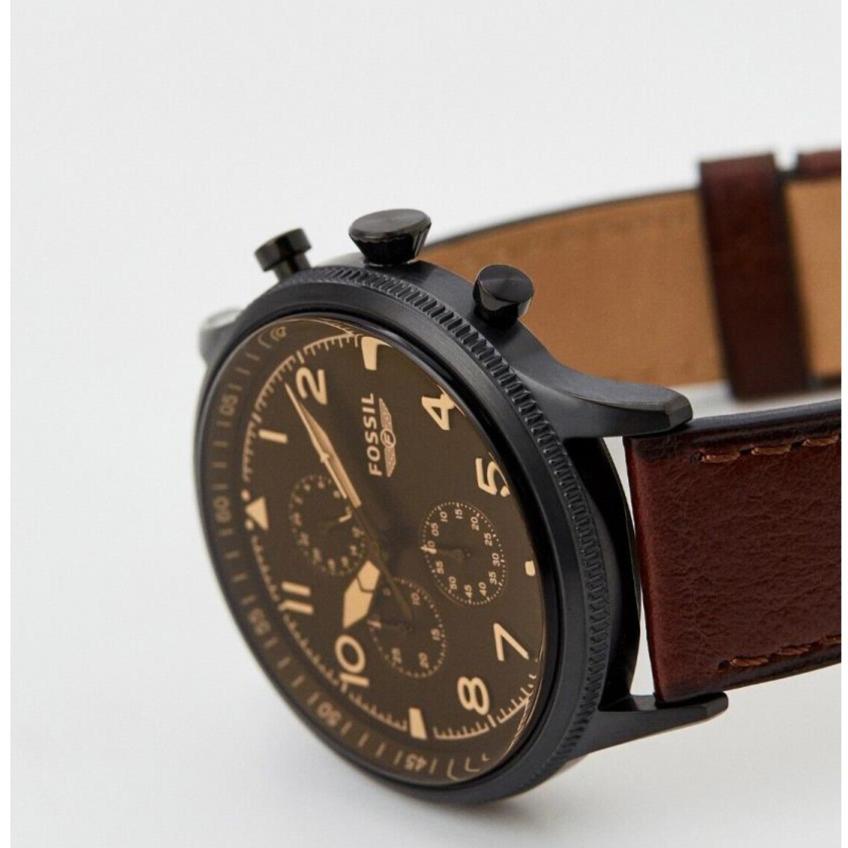Fossil FS5833 pilot chronograph angled view showing dial and case details