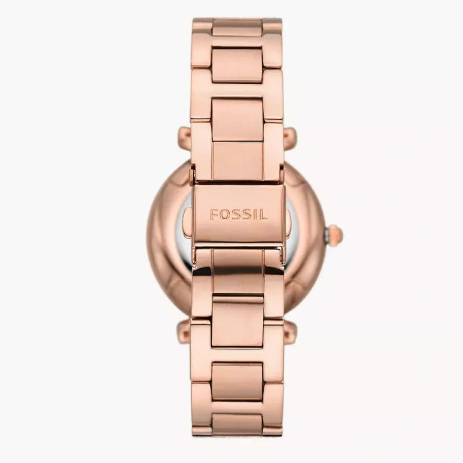Fossil Gabby ES5371 caseback showing gold-tone stainless steel back
