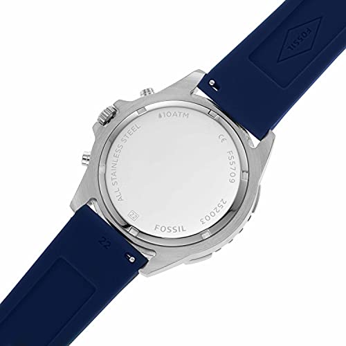 Caseback of Fossil Garrett Chronograph showing FS5709 model and water resistance marking
