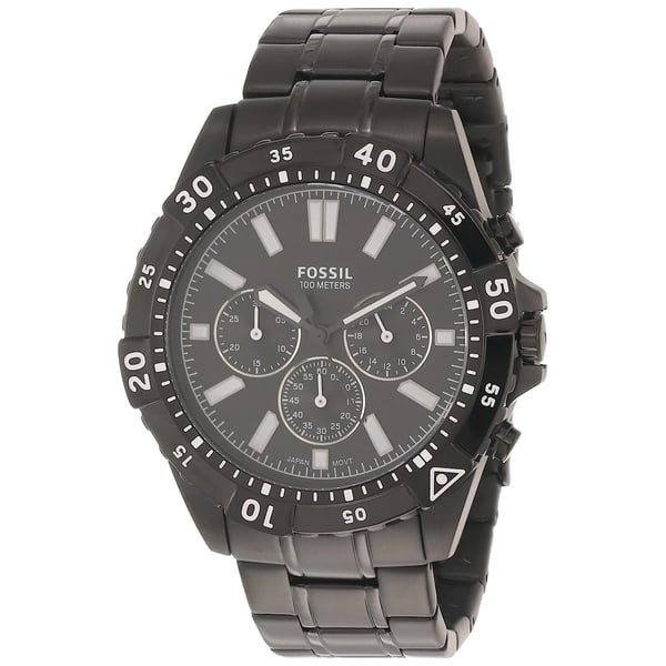 Fossil Garrett chronograph men's watch with black dial, stainless steel case and bracelet