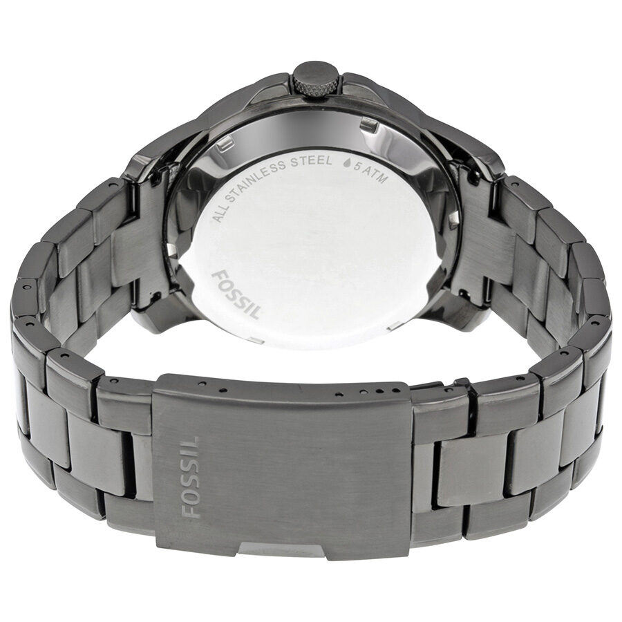 Fossil Grant watch caseback showing stainless steel with Fossil branding