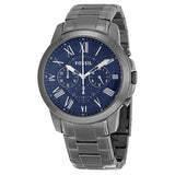 Fossil Grant Chronograph Dark Blue Dial Smoke Ion-plated Men's Watch FS4831