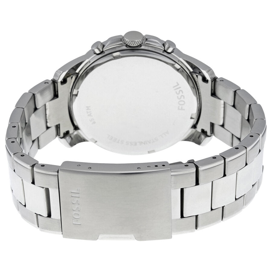 Stainless steel caseback of Fossil Grant FS4736 watch with bracelet and clasp