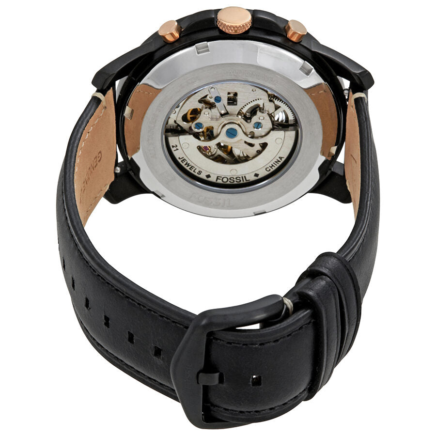 Fossil Grant caseback showing automatic movement visible through display case back