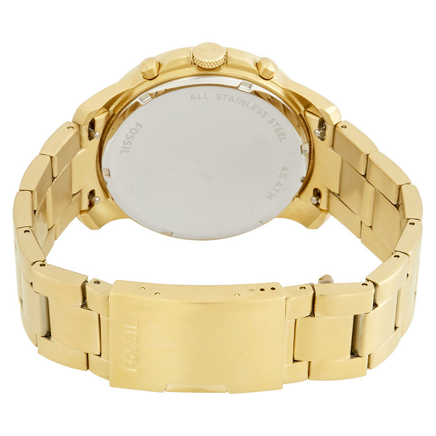 Fossil Grant Sport watch caseback showing stainless steel construction