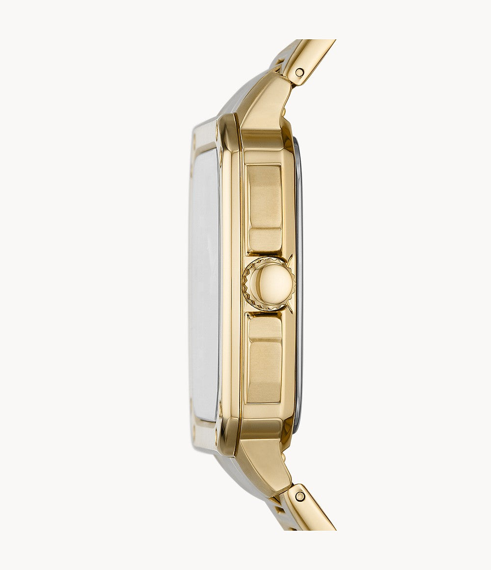 Fossil Inscription watch side profile showing case thickness and crown