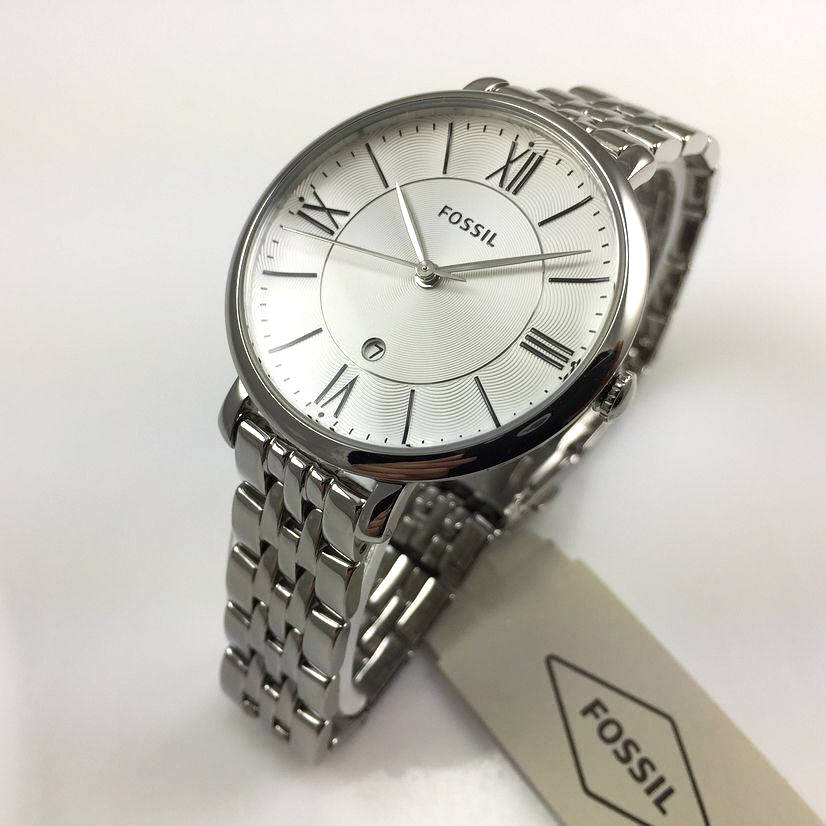 Fossil Jacqueline silver dial watch with Fossil box packaging