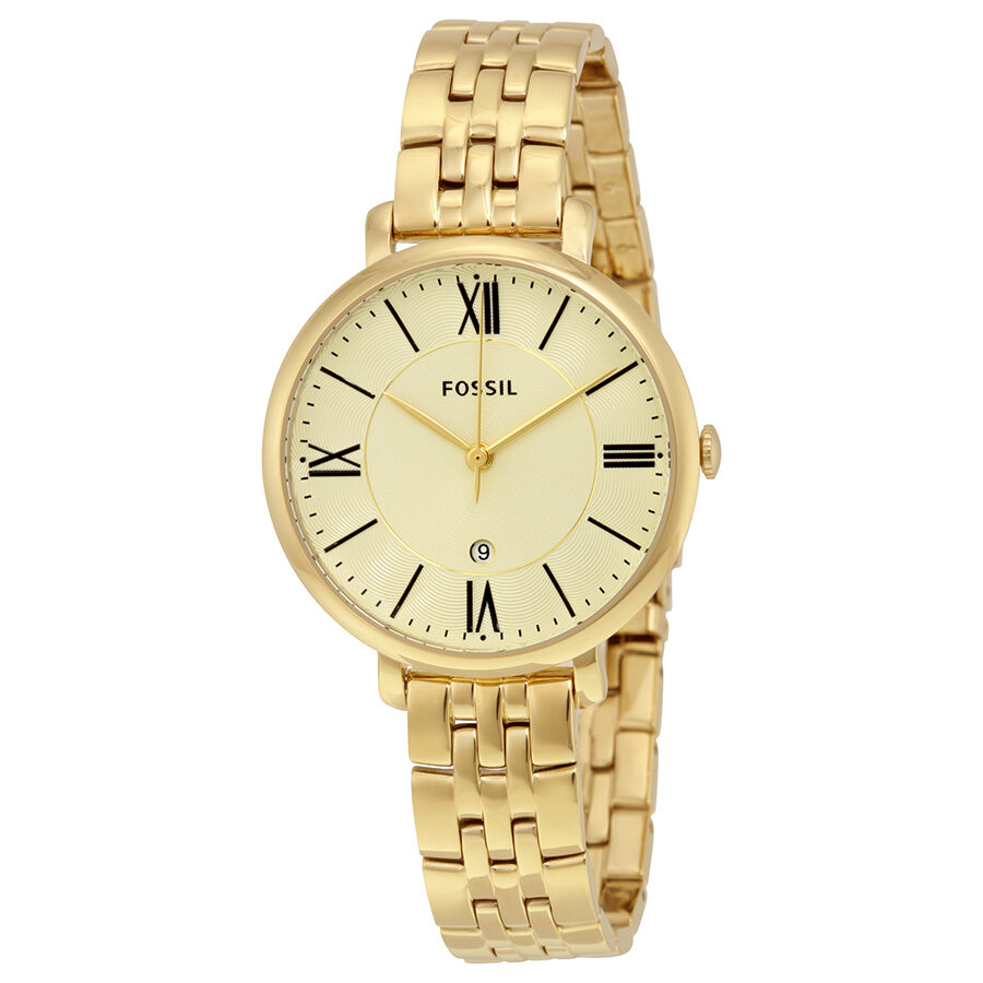 Fossil Jacqueline champagne dial watch with gold-tone case and bracelet