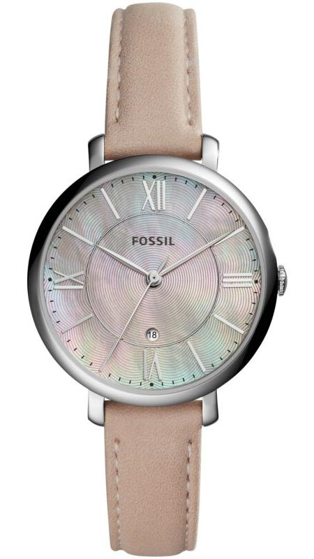 Fossil Jacqueline ladies watch with mother of pearl dial and beige leather strap