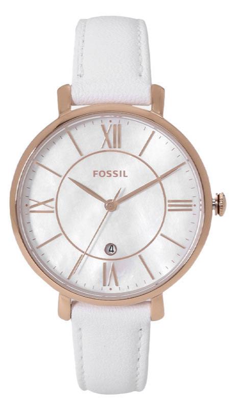 Fossil Jacqueline women's watch with white mother of pearl dial and rose gold case