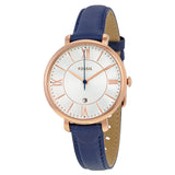 Fossil Jacqueline Silver Dial Navy Leather Ladies Watch ES3843