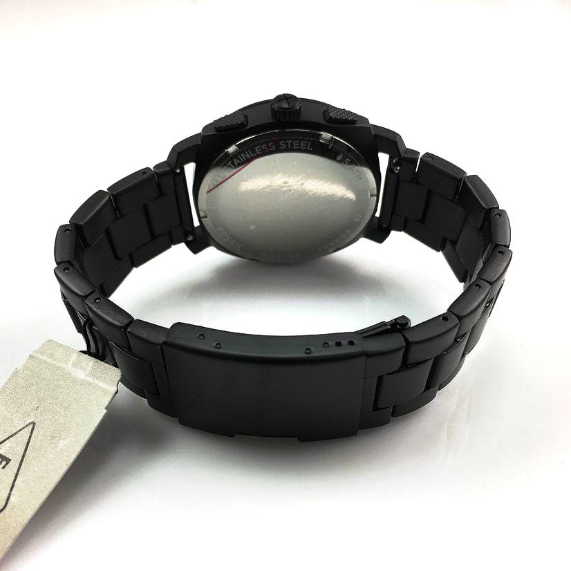 Fossil Machine FS4682 caseback showing stainless steel with Fossil branding