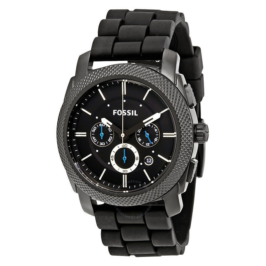 Fossil Machine chronograph men's watch with black dial and textured bezel